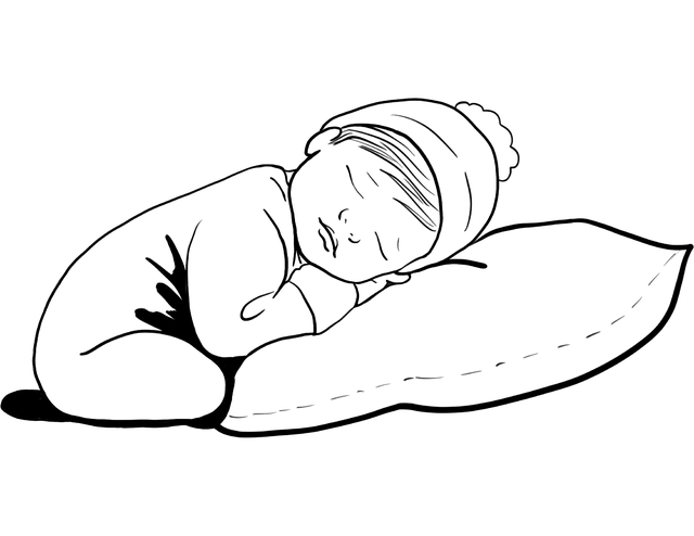 Đứa trẻ ngủ trên gối